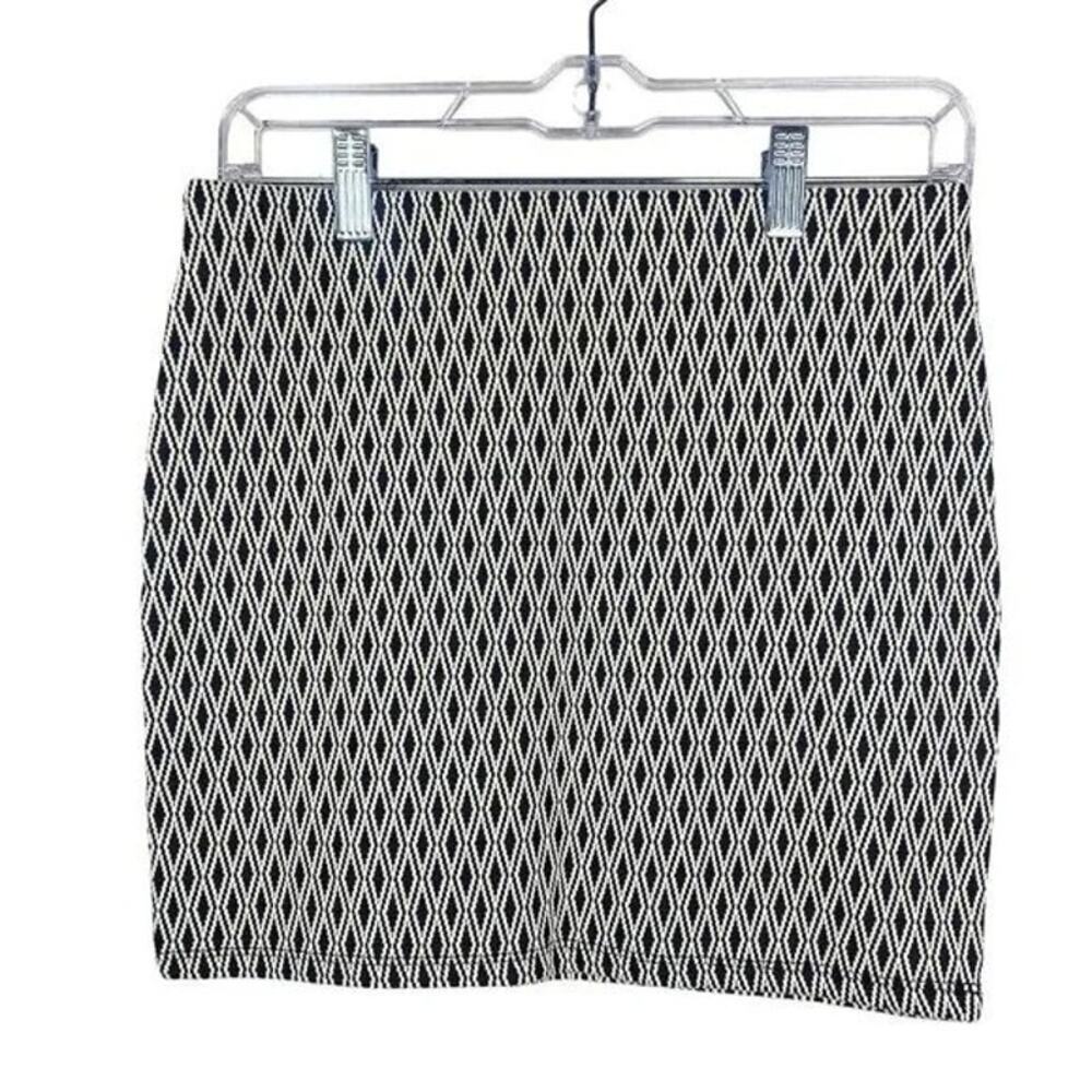 Zara Texture Pullon Diamond Mini Stretch Skirt Band Elastic Waist S Black White - Picture 5 of 15